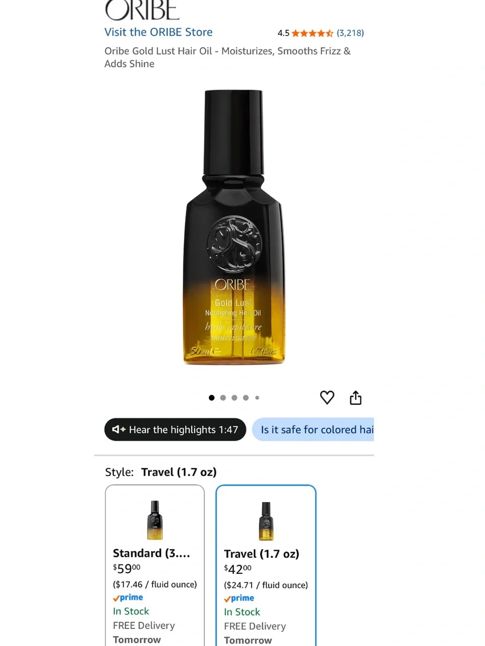 Oribe Gold Lust Nourishing Hair Oil — Black & Amber Gradient